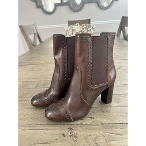 TOD'S Brown Leather Block Heel Ankle Booties Boots - Size 37 7
